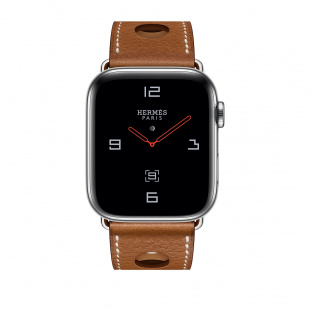 Apple Watch Series 4 Hermès // 44мм GPS + Cellular // Корпус из  нержавеющей стали, ремешок из кожи Rallye цвета Fauve Grained Barenia
