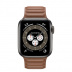 Apple Watch Series 6 // 44мм GPS + Cellular // Корпус из титана цвета «черный космос», кожаный браслет золотисто-коричневого цвета, размер ремешка S/M