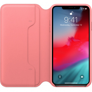 Кожаный чехол Folio для iPhone XS Max, цвет «розовый пион», оригинальный Apple