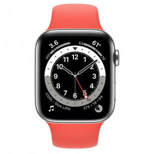 Apple Watch Series 6 // 40мм GPS // Корпус из алюминия серебристого цвета, спортивный ремешок цвета «Розовый цитрус»