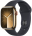 Apple Watch Series 9 // 45мм GPS+Cellular // Корпус из нержавеющей стали золотого цвета, спортивный ремешок цвета "темная ночь"
