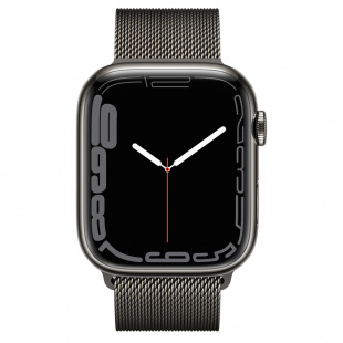 Apple Watch Series 7 // 45мм GPS + Cellular // Корпус из нержавеющей стали графитового цвета, миланский сетчатый браслет графитового цвета