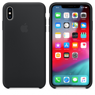 Силиконовый чехол для iPhone Xs Max, чёрный цвет, оригинальный Apple