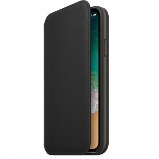 Кожаный чехол Folio для iPhone X / Xs, чёрный цвет, оригинальный Apple