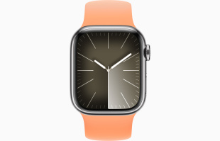 Apple Watch Series 9 // 41мм GPS+Cellular // Корпус из нержавеющей стали серебристого цвета, монобраслет цвета "апельсиновый сорбет"