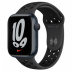Apple Watch Series 7 // 45мм GPS // Корпус из алюминия цвета «тёмная ночь», спортивный ремешок Nike цвета «антрацитовый/чёрный»