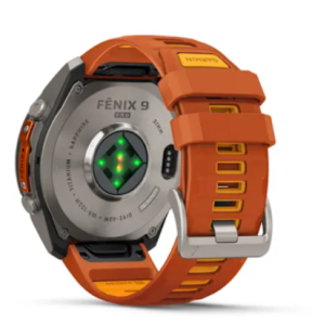 Мультиспортивные часы Garmin Fenix 9 Pro (47mm), титановый корпус, оранжевый силиконовый ремешок (Autumn Orange/Spark Orange)