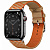 Купить Apple Watch Series 7 Hermès // 45мм GPS + Cellular // Корпус из нержавеющей стали цвета «черный космос», ремешок Hermès Simple Tour Jumping цвета Kraft/Orange