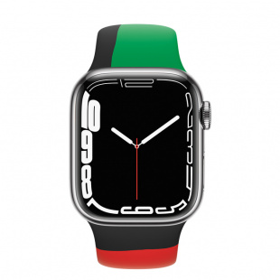 Apple Watch Series 7 // 45мм GPS + Cellular // Корпус из нержавеющей стали серебристого цвета, спортивный ремешок цвета «Black Unity»