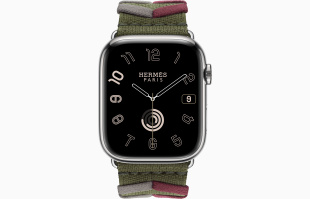 Apple Watch Series 9 Hermès // 45мм GPS+Cellular // Корпус из нержавеющей стали серебристого цвета, ремешок Bridon Single Tour цвета Kaki