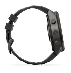 Мультиспортивные часы Garmin Fenix 9 Pro (51mm), титановый корпус Carbon Gray DLC, черный силиконовый ремешок (Black/Pebble Gray)