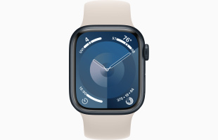 Apple Watch Series 9 // 41мм GPS // Корпус из алюминия цвета "темная ночь", монобраслет цвета "сияющая звезда"