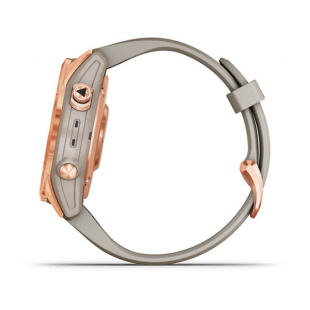 Мультиспортивные часы Garmin Fenix 7S (42mm) Solar, стальной корпус цвета "розовое золото", песочный силиконовый ремешок
