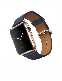 Apple Watch Edition 42мм, 18-каратное розовое золото, тёмно-синий ремешок с классической пряжкой