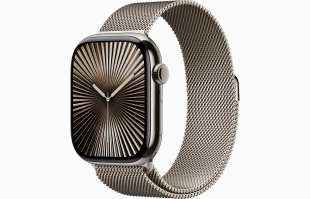 Apple Watch Series 10 // 46мм GPS+Cellular // Корпус из титана натурального цвета, миланский сетчатый браслет натурального цвета
