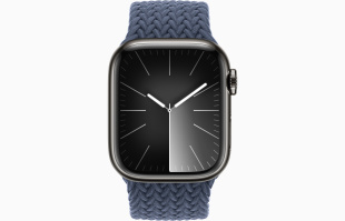 Apple Watch Series 9 // 41мм GPS+Cellular // Корпус из нержавеющей стали графитового цвета, плетёный монобраслет цвета "штормовой синий"