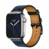 Apple Watch Series 7 Hermès // 41мм GPS + Cellular // Корпус из нержавеющей стали серебристого цвета, ремешок Single Tour Circuit H цвета Noir/Bleu Électrique