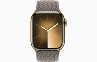 Apple Watch Series 9 // 41мм GPS+Cellular // Корпус из нержавеющей стали золотого цвета, плетёный монобраслет цвета "глина"