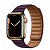 Купить Apple Watch Series 7 // 41мм GPS + Cellular // Корпус из нержавеющей стали золотого цвета, кожаный браслет цвета «тёмная вишня», размер ремешка M/L