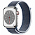 Купить Apple Watch Series 8 // 45мм GPS + Cellular // Корпус из нержавеющей стали серебристого цвета, спортивный браслет цвета "синий шторм"