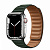 Купить Apple Watch Series 7 // 41мм GPS + Cellular // Корпус из нержавеющей стали серебристого цвета, кожаный браслет цвета «зелёная секвойя», размер ремешка S/M