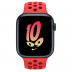 Apple Watch Series 8 // 45мм GPS // Корпус из алюминия цвета "темная ночь", спортивный ремешок Nike цвета "ярко-малиновый/спортивный красный"