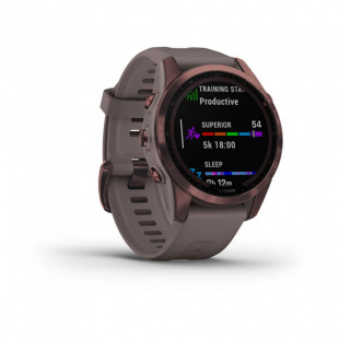 Мультиспортивные часы Garmin Fenix 7S (42mm) Sapphire Solar, титановый темно-бронзовый корпус, сланцево-серый силиконовый ремешок