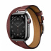 Apple Watch Series 7 Hermès // 41мм GPS + Cellular // Корпус из нержавеющей стали цвета «черный космос», ремешок Double Tour Attelage цвета Rouge H