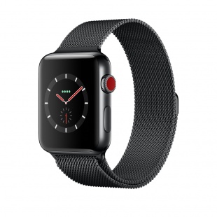 Apple Watch Series 3 // 42мм GPS + Cellular // Корпус из нержавеющей стали цвета «чёрный космос», миланский сетчатый браслет цвета «чёрный космос» (MR1L2)