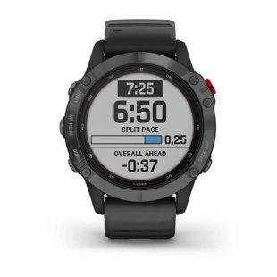 Мультиспортивные часы Garmin Fenix 6 Pro (47mm) Solar, серый стальной корпус, черный силиконовый ремешок
