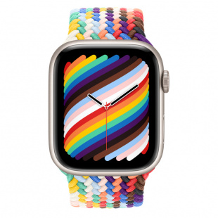 Apple Watch Series 8 // 45мм GPS // Корпус из алюминия цвета "сияющая звезда", плетёный монобраслет цвета Pride Edition