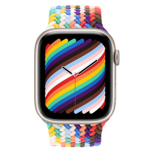 Apple Watch Series 8 // 45мм GPS // Корпус из алюминия цвета "сияющая звезда", плетёный монобраслет цвета Pride Edition