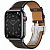 Купить Apple Watch Series 7 Hermès // 45мм GPS + Cellular // Корпус из нержавеющей стали цвета «черный космос», ремешок Single Tour цвета Ébène с раскладывающейся застёжкой (Deployment Buckle)