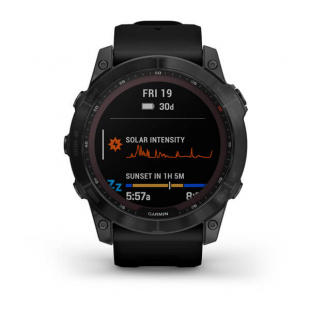 Мультиспортивные часы Garmin Fenix 7X (51mm) Sapphire Solar, титановый черный DLC корпус, черный силиконовый ремешок