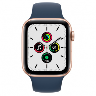 Apple Watch SE // 44мм GPS // Корпус из алюминия золотого цвета, спортивный ремешок цвета «Синий омут» (2020)