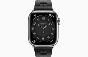 Apple Watch Series 9 Hermès // 45мм GPS+Cellular // Корпус из нержавеющей стали серебристого цвета, ремешок Kilim Single Tour цвета Noir с раскладывающейся застёжкой (Deployment Buckle)