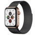 Apple Watch Series 5 // 44мм GPS + Cellular // Корпус из нержавеющей стали золотого цвета, миланский сетчатый браслет цвета «чёрный космос»