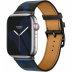 Apple Watch Series 7 Hermès // 45мм GPS + Cellular // Корпус из нержавеющей стали серебристого цвета, ремешок Single Tour Circuit H цвета Noir/Bleu Électrique