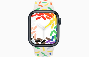 Apple Watch Series 9 // 45мм GPS+Cellular // Корпус из алюминия цвета "темная ночь", спортивный ремешок цвета Pride Edition