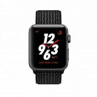 Apple Watch Series 3 Nike+ // 42мм GPS + Cellular // Корпус из серого алюминия, спортивный ремешок Nike черного цвета (MQLF2)