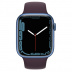 Apple Watch Series 7 // 45мм GPS // Корпус из алюминия синего цвета, спортивный ремешок  цвета «тёмная вишня»