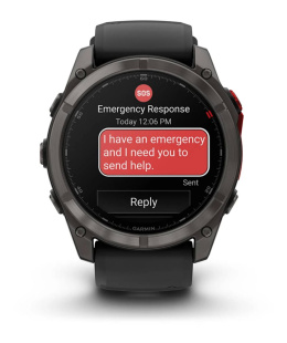 Мультиспортивные часы Garmin Fenix 8 Pro MicroLED (51mm), карбоново-серый DLC-титан, силиконовый ремешок черно-серого цвета