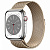 Купить Apple Watch Series 8 // 45мм GPS + Cellular // Корпус из нержавеющей стали серебристого цвета, миланский сетчатый браслет золотого цвета