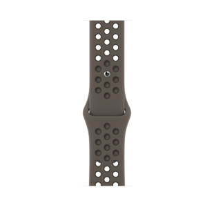 Apple Watch Series 7 // 41мм GPS // Корпус из алюминия цвета «тёмная ночь», спортивный ремешок Nike цвета «cерая олива/рабочий хаки»