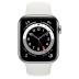 Apple Watch Series 6 // 40мм GPS + Cellular // Корпус из нержавеющей стали серебристого цвета, спортивный ремешок белого цвета Apple Watch Series 6 // 40мм GPS + Cellular // Корпус из нержавеющей стали серебристого цвета, спортивный ремешок белого цвета
