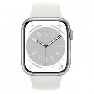 Apple Watch Series 8 // 41мм GPS // Корпус из алюминия серебристого цвета, спортивный ремешок белого цвета