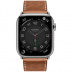 Apple Watch Series 8 Hermès // 45мм GPS + Cellular // Корпус из нержавеющей стали серебристого цвета, ремешок Single Tour H Diagonal цвета Gold