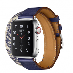 Apple Watch Series 5 Hermès // 40мм GPS + Cellular // Корпус из нержавеющей стали, ремешок Double Tour из кожи Swift цвета Encre/Béton