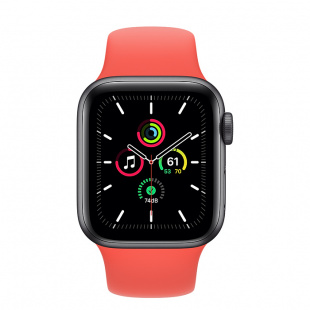 Apple Watch SE // 40мм GPS // Корпус из алюминия цвета «серый космос», спортивный ремешок цвета «Розовый цитрус» (2020)