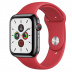Apple Watch Series 5 // 44мм GPS + Cellular // Корпус из нержавеющей стали цвета «серый космос», спортивный ремешок красного цвета